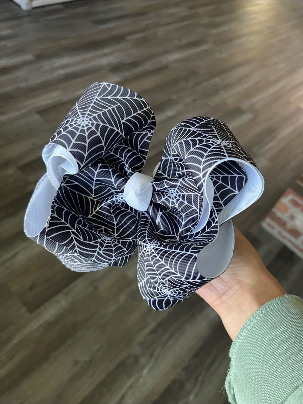 Black & White Spiderweb Hair Bow for Kids. Perfect for Halloween.